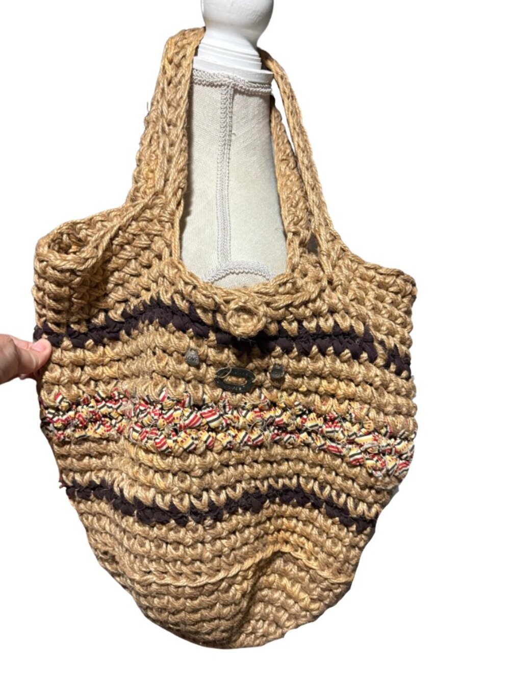 Handmade Crochet Jute Tote Bag Boho Straw Beach Market Bag You Are Loved